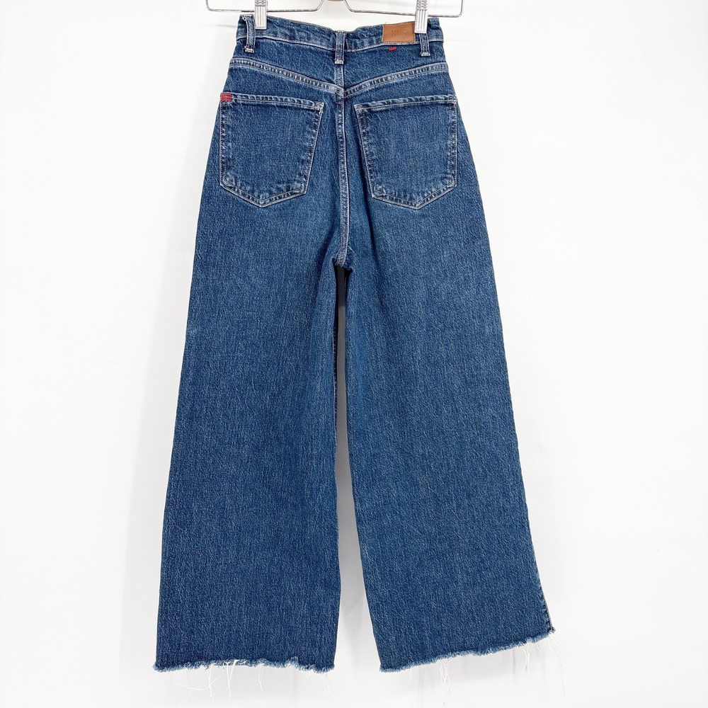 BDG UO Womens A-Wide High Rise Raw Hem Wide Barrel Leg Blue Denim Jeans Size 24 - Picture 7 of 7